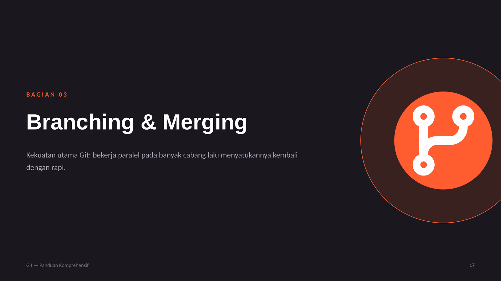 Branch, Merge, Rebase, dan Merge Conflict, slide 1 dari 5