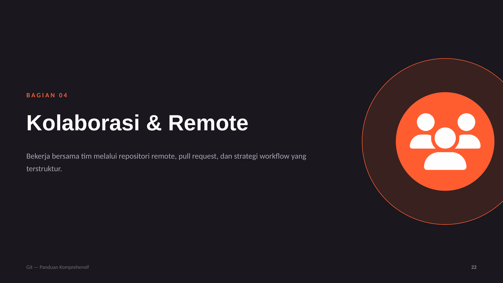 Remote dan Kolaborasi: Push, Pull, dan Workflow Tim, slide 1 dari 5