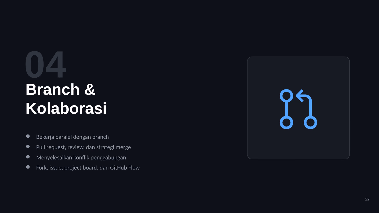 Branch, Pull Request, dan Code Review, slide 1 dari 6