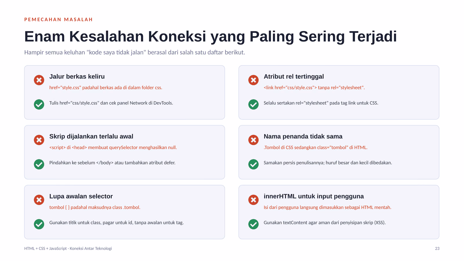 Debugging Koneksi, DevTools, dan Praktik Terbaik, slide 1 dari 5
