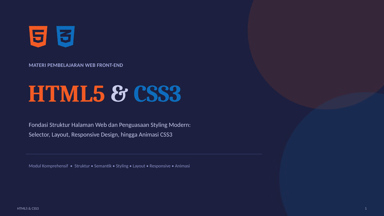 Sampul materi HTML5 dan CSS3