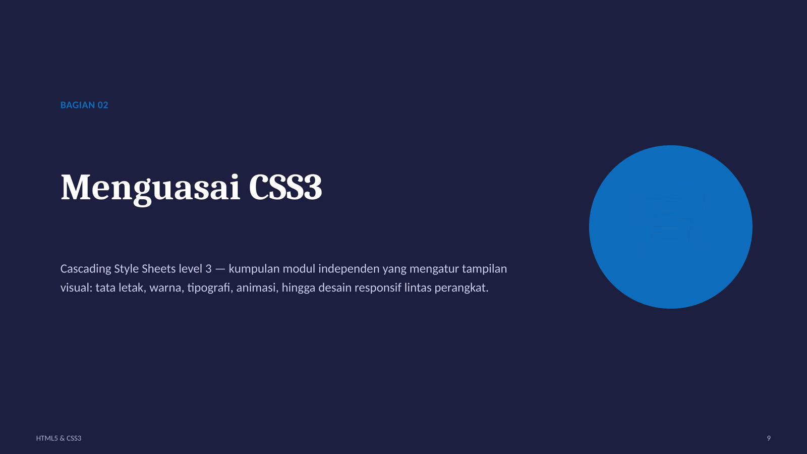 Pengenalan CSS dan Selector, slide 1 dari 3