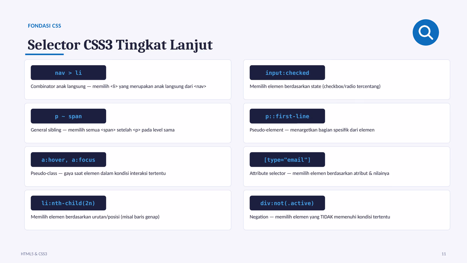 Selector CSS3 tingkat lanjut
