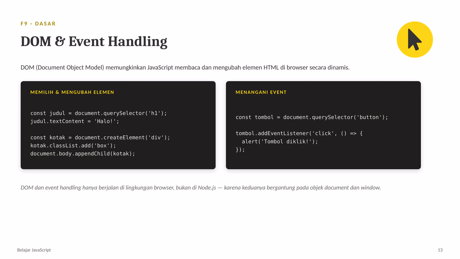 DOM dan Event, slide 1 dari 1