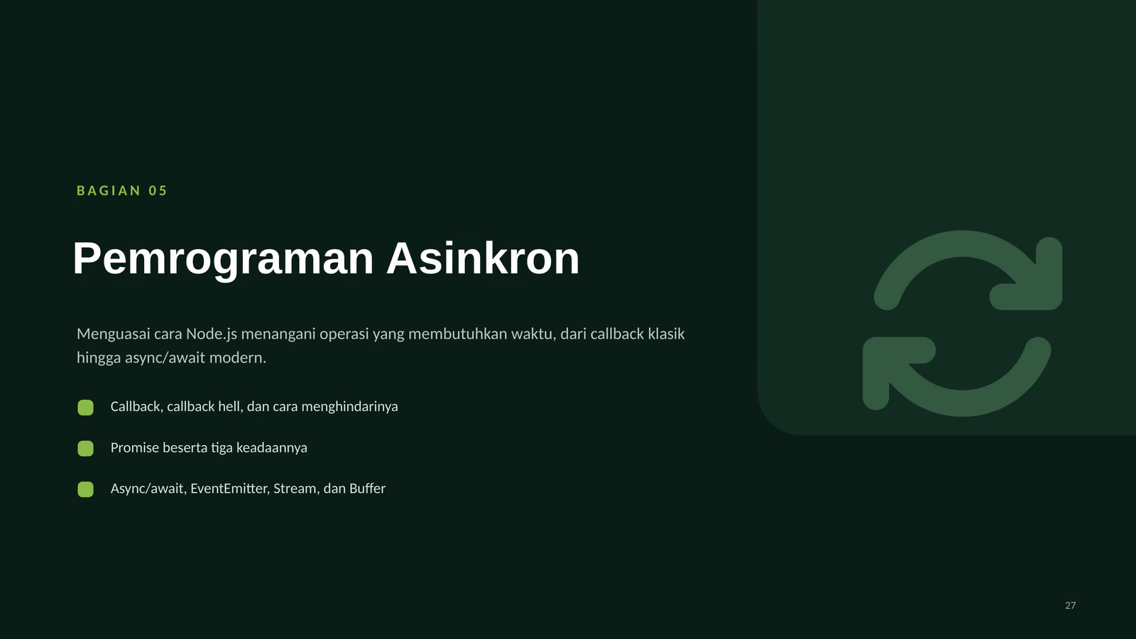 Pemrograman Asinkron, Event, dan Stream, slide 1 dari 7