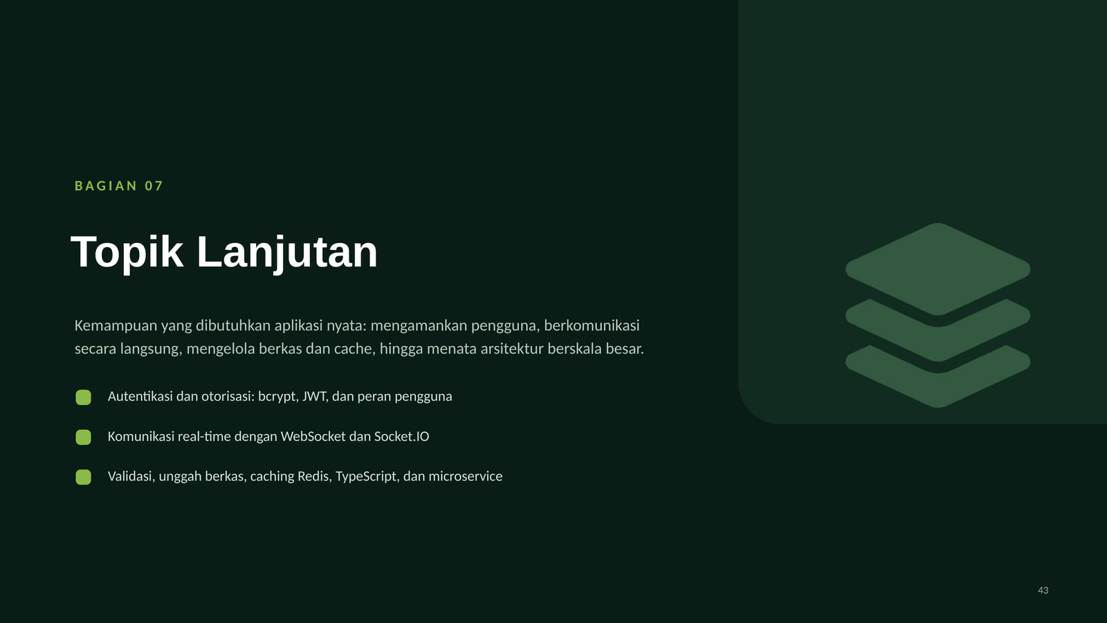 Topik Lanjutan: Keamanan, Real-Time, dan Skalabilitas, slide 1 dari 14