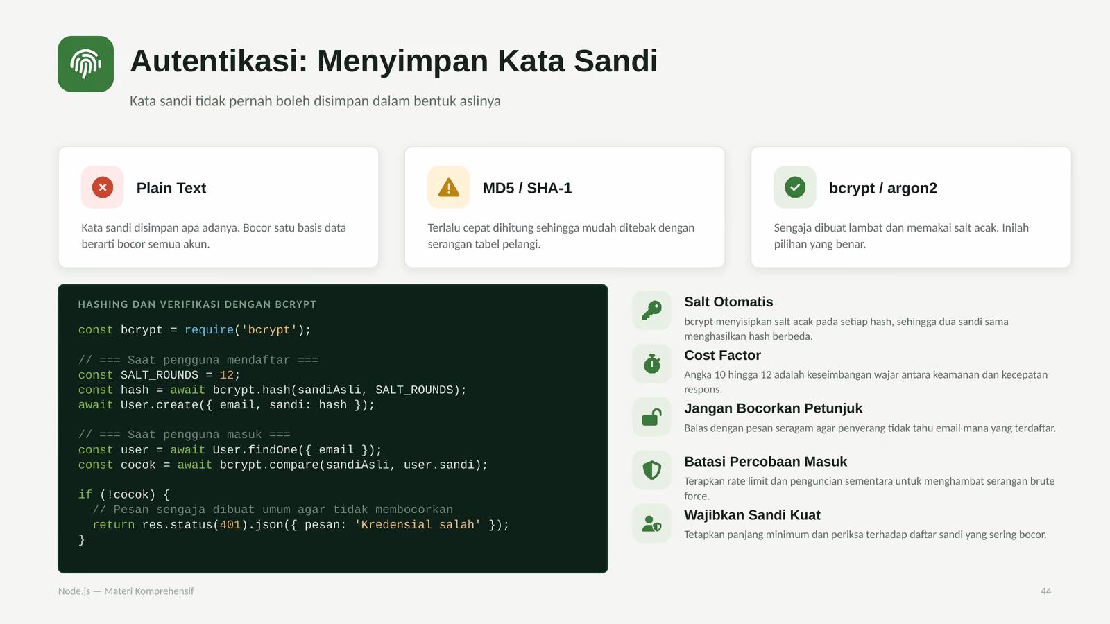 Autentikasi Menyimpan Kata Sandi