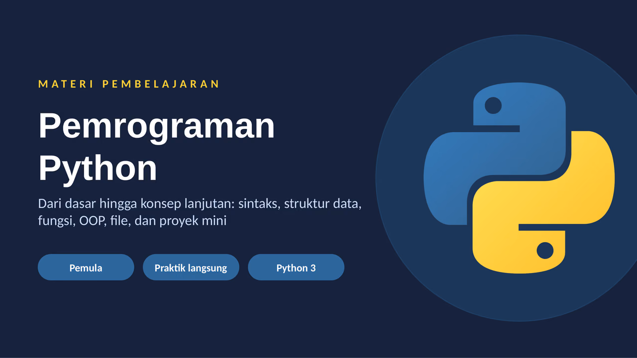 Sampul materi Pemrograman Python: Dari Nol sampai Proyek Mini