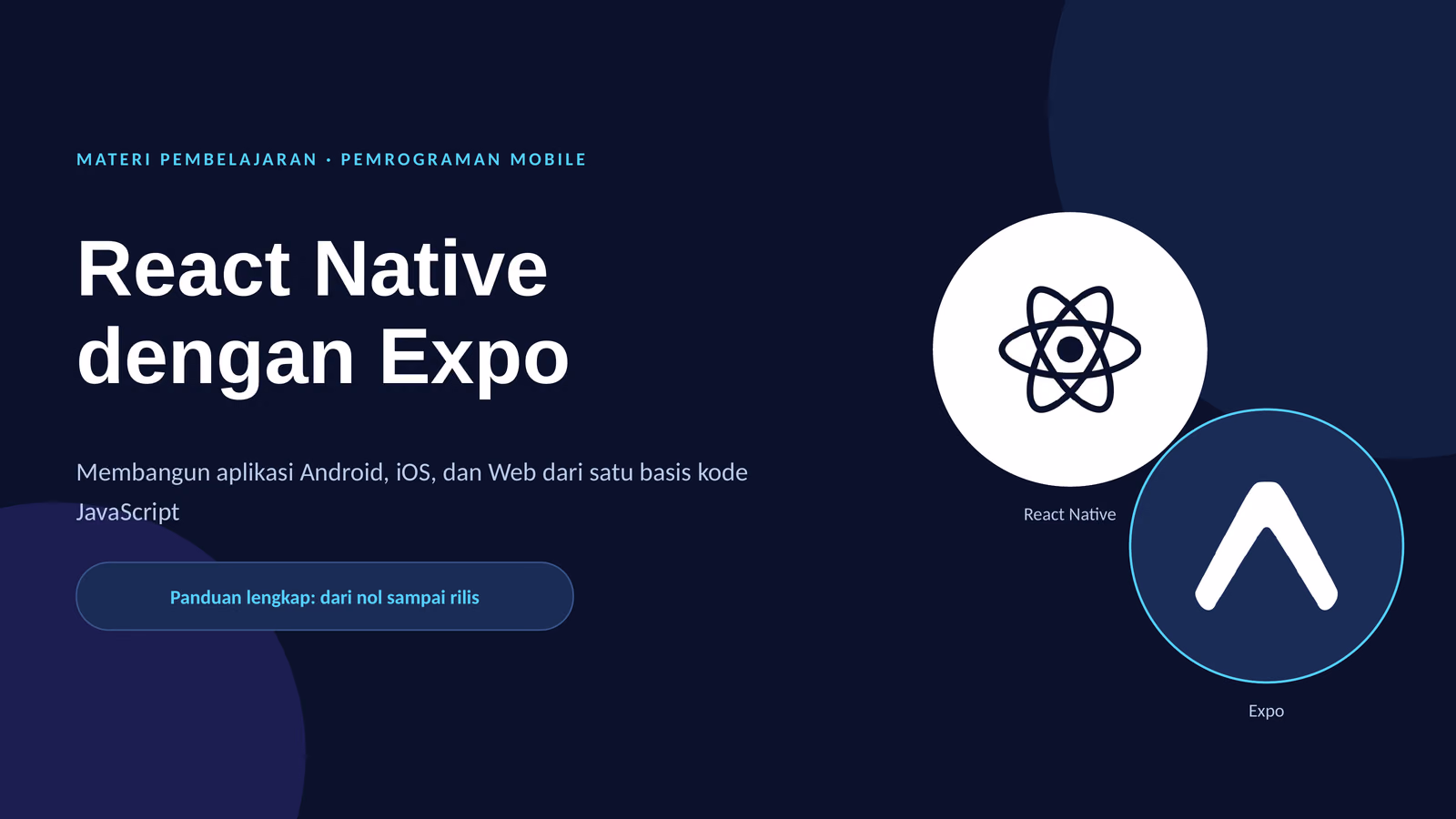 React Native dengan Expo, slide 1 dari 51