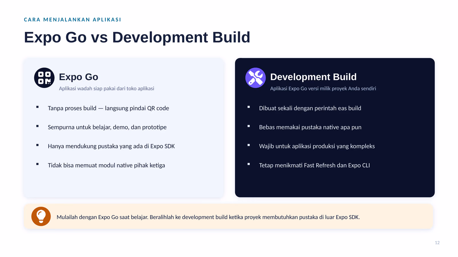 Expo Go versus Development Build