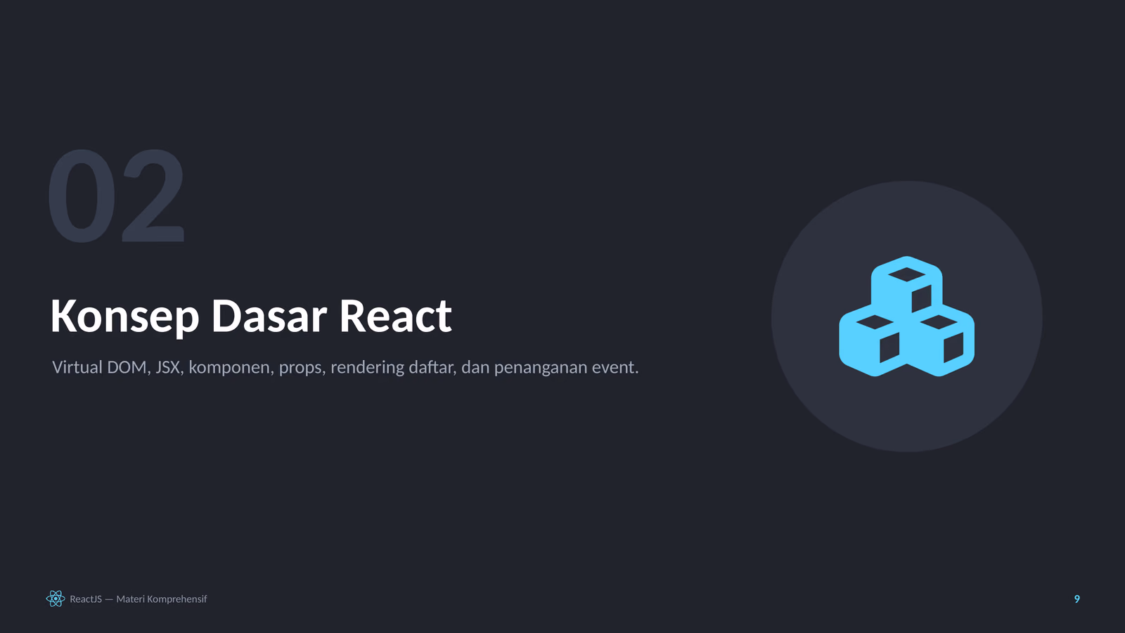 Virtual DOM, gaya deklaratif, dan proyek pertama dengan Vite, slide 1 dari 5
